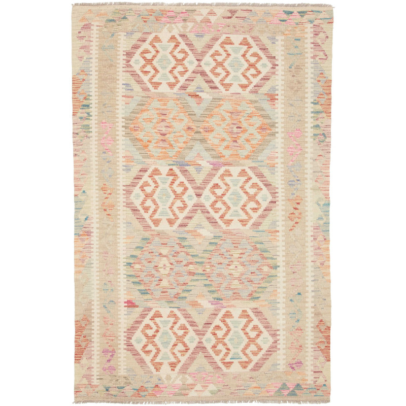 Tappeto Kilim Afghanistan Geometrico Beige Pastello 121x186