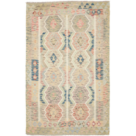 Tappeto Kilim Afghanistan Geometrico Beige Rosa 123x190 Cm