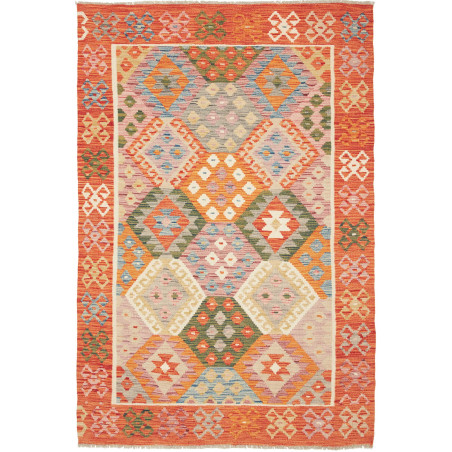 Tappeto Kilim Afghanistan Geometrico Arancio Multicolore Pas