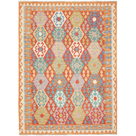 Tappeto Kilim Afghanistan Astratto Arancione Multicolore 174