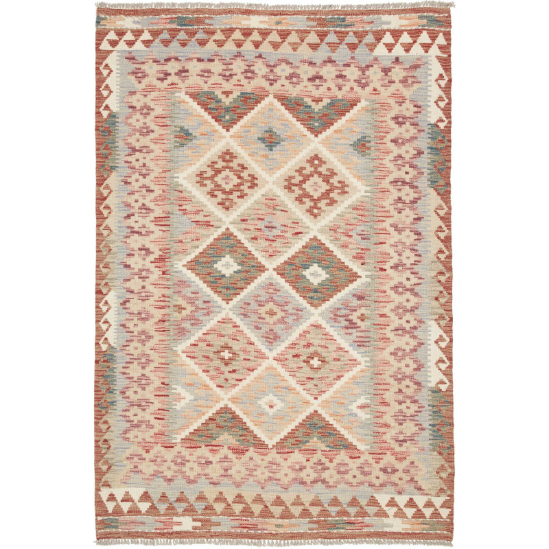 Tappeto Kilim Afghanistan Astratto Beige Terracotta 126x186