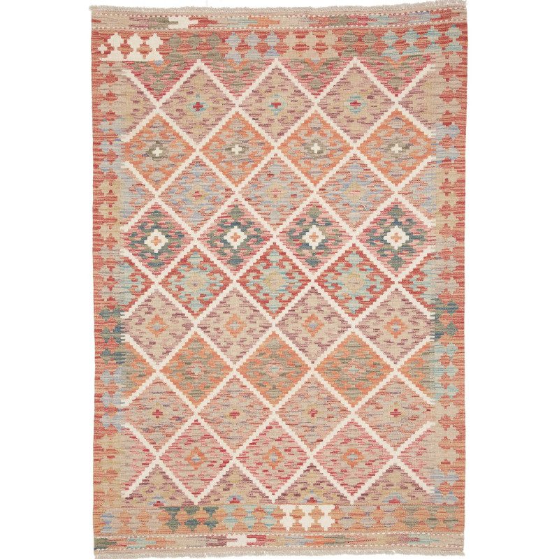 Tappeto Kilim Afghanistan Geometrico Multicolore Pastello 12