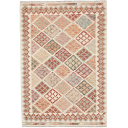 Tappeto Kilim Afghanistan Astratto Multicolore Beige 123x174