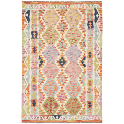 Tappeto Kilim Afghanistan Astratto Multicolore Pastello 125x