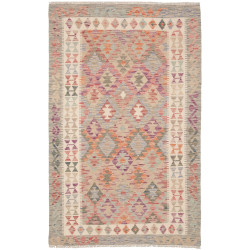 Tappeto Kilim Afghanistan Astratto Beige Grigio 119x191 Cm