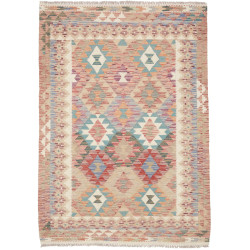 Tappeto Kilim Afghanistan Geometrico Beige Rosa 127x177 Cm
