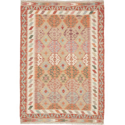 Tappeto Kilim Afghanistan Geometrico Terracotta Beige 127x18