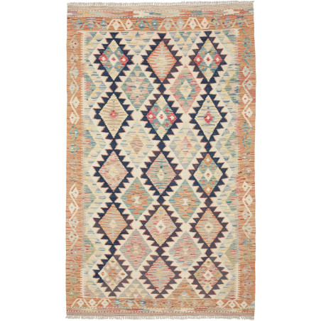 Tappeto Kilim Afghanistan Geometrico Beige Blu 118x196 Cm