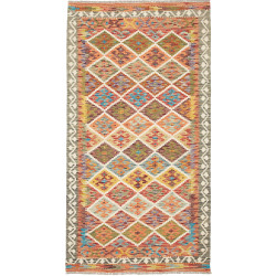 Tappeto Kilim Afghanistan Astratto Multicolore Vivace 107x19
