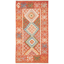 Tappeto Kilim Afghanistan Astratto Arancio Policromo 103x195