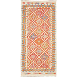 Tappeto Kilim Afghanistan Geometrico Arancio Blu Avorio 99x2