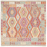 Tappeto Kilim Afghanistan Geometrico Grigio Multicolore 147x
