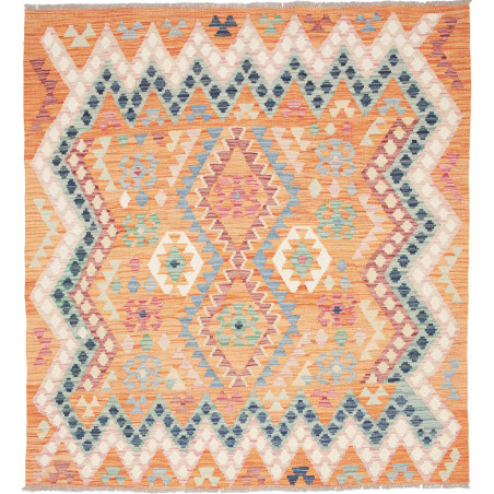 Tappeto Kilim Afghanistan Geometrico Arancione Multicolore 1