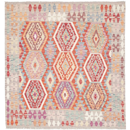 Tappeto Kilim Afghanistan Geometrico Beige Multicolore 147x1