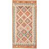 Tappeto Kilim Afghanistan Geometrico Arancio Azzurro 102x198