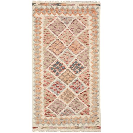 Tappeto Kilim Afghanistan Astratto Crema Multicolore 101x190