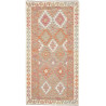 Tappeto Kilim Afghanistan Geometrico Arancio Azzurro 99x190