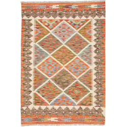 Tappeto Kilim Afghanistan Geometrico Multicolore Arancio 104