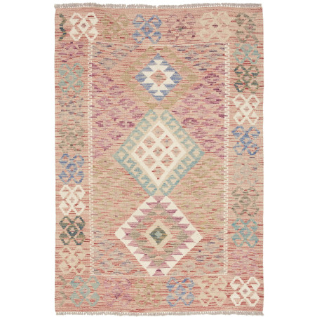Tappeto Kilim Afghanistan Geometrico Rosa Azzurro 98x142 Cm