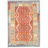 Tappeto Kilim Afghanistan Astratto Arancio Verde 103x147 Cm