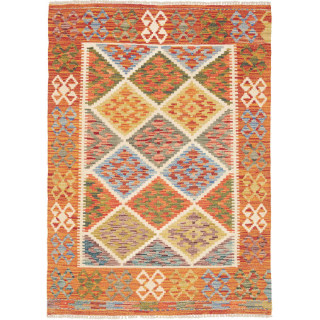 Tappeto Kilim Afghanistan Geometrico Arancio Multicolore 105