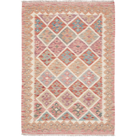Tappeto Kilim Afghanistan Astratto Rosa Azzurro 105x150 Cm