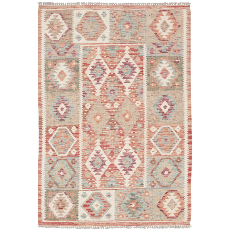 Tappeto Kilim Afghanistan Astratto Multicolore Pastello 102x