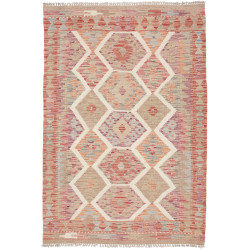 Tappeto Kilim Afghanistan Geometrico Beige Rosso 99x148 Cm