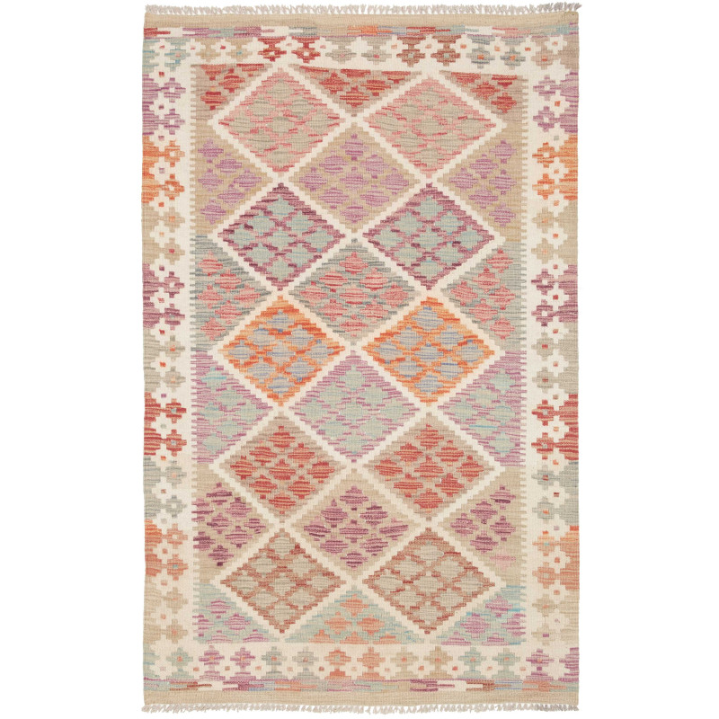 Tappeto Kilim Afghanistan Geometrico Multicolore Pastello 99