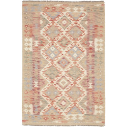 Tappeto Kilim Afghanistan Astratto Beige Rosso 102x151 Cm