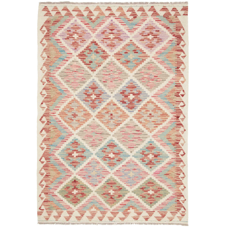 Tappeto Kilim Afghanistan Geometrico Multicolore Pastello 10