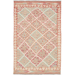 Tappeto Kilim Afghanistan Geometrico Corallo Celeste 102x152