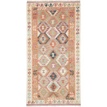 Tappeto Kilim Afghanistan Geometrico Crema Multicolore Paste