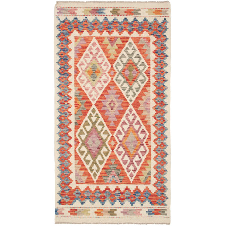 Tappeto Kilim Afghanistan Geometrico Terracotta Beige 100x19