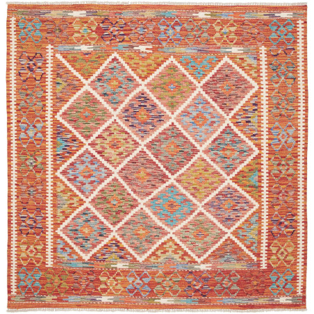 Tappeto Kilim Afghanistan Floreale Arancio Multicolore 157x1