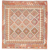 Tappeto Kilim Afghanistan Geometrico Arancio Blu 153x160 Cm
