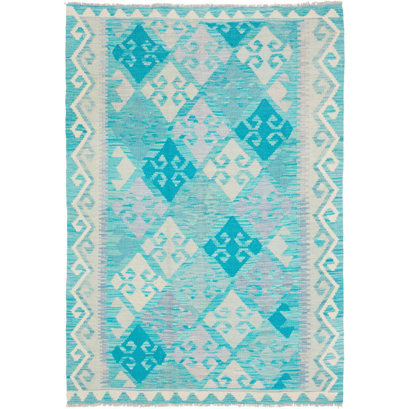 Tappeto Kilim Afghanistan Astratto Turchese Azzurro 121x178