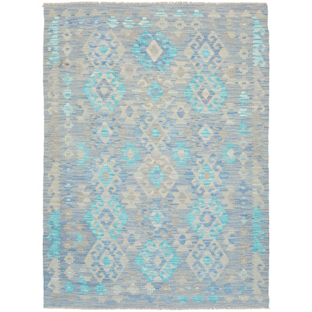 Tappeto Kilim Afghanistan Geometrico Azzurro Blu Beige 127x1