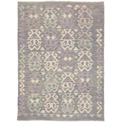 Tappeto Kilim Afghanistan Geometrico Grigio Lavanda 126x174