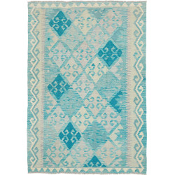 Tappeto Kilim Afghanistan Astratto Turchese Blu 125x178 Cm
