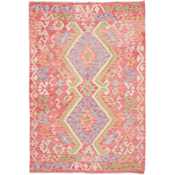 Tappeto Kilim Afghanistan Geometrico Rosa Salmone Azzurro 12