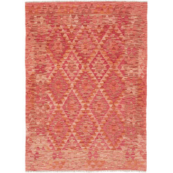 Tappeto Kilim Afghanistan Astratto Rosa Corallo 128x177 Cm