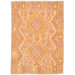 Tappeto Kilim Afghanistan Geometrico Arancio Rosa 127x176 Cm