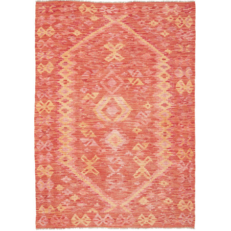 Tappeto Kilim Afghanistan Geometrico Rosso Arancione 121x175