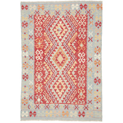 Tappeto Kilim Afghanistan Geometrico Rosso Azzurro 121x179 C