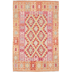 Tappeto Kilim Afghanistan Geometrico Giallo Rosso 102x156 Cm
