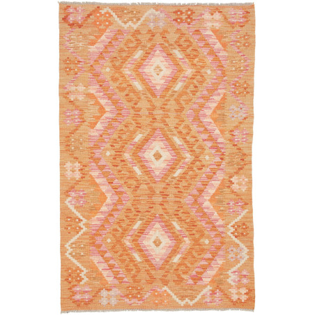 Tappeto Kilim Afghanistan Geometrico Arancio Rosa 97x154 Cm