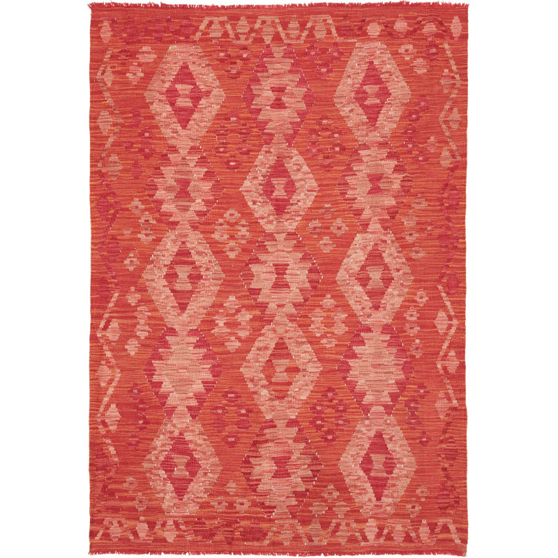 Tappeto Kilim Afghanistan Astratto Rosso Arancione 122x181 C