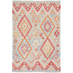 Tappeto Kilim Afghanistan Astratto Azzurro Terracotta 105x15