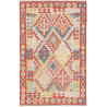 Tappeto Kilim Afghanistan Geometrico Rosso Multicolor 99x155